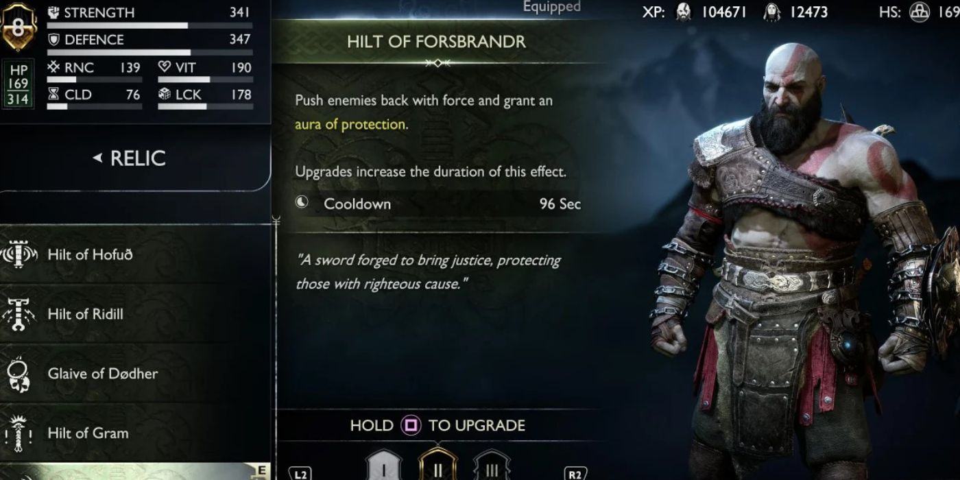 Menu description for Forsbrandr's hilt, a relic from Ragnarok can 