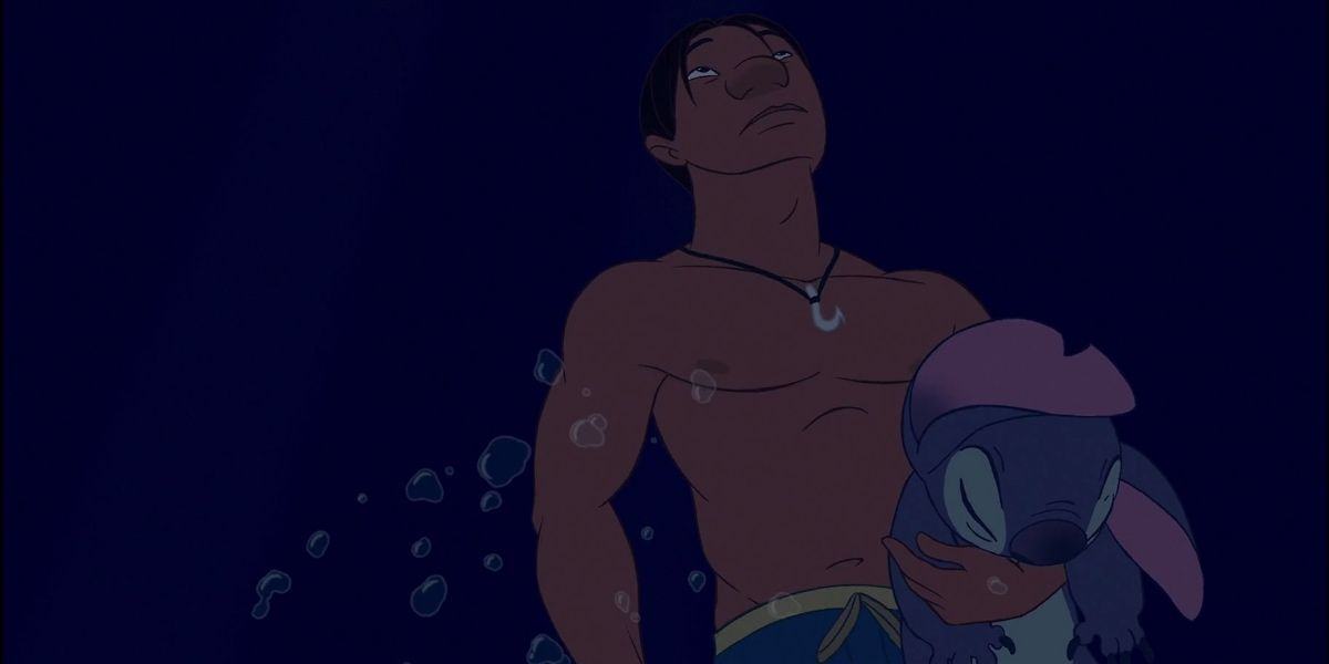 David saves Stitch from drowning in Lilo and Stitch