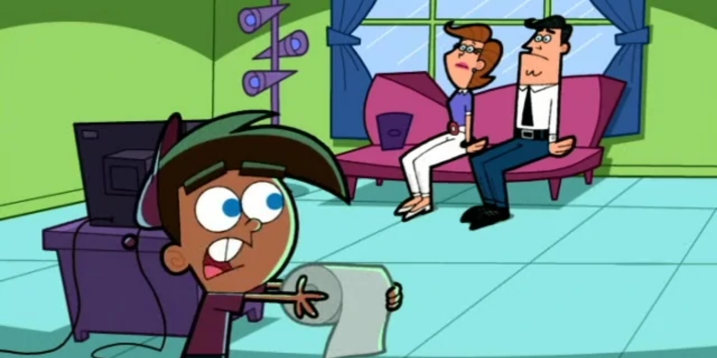 While his parents watched TV at Fairly Oddparents, Timmy took a tissue.