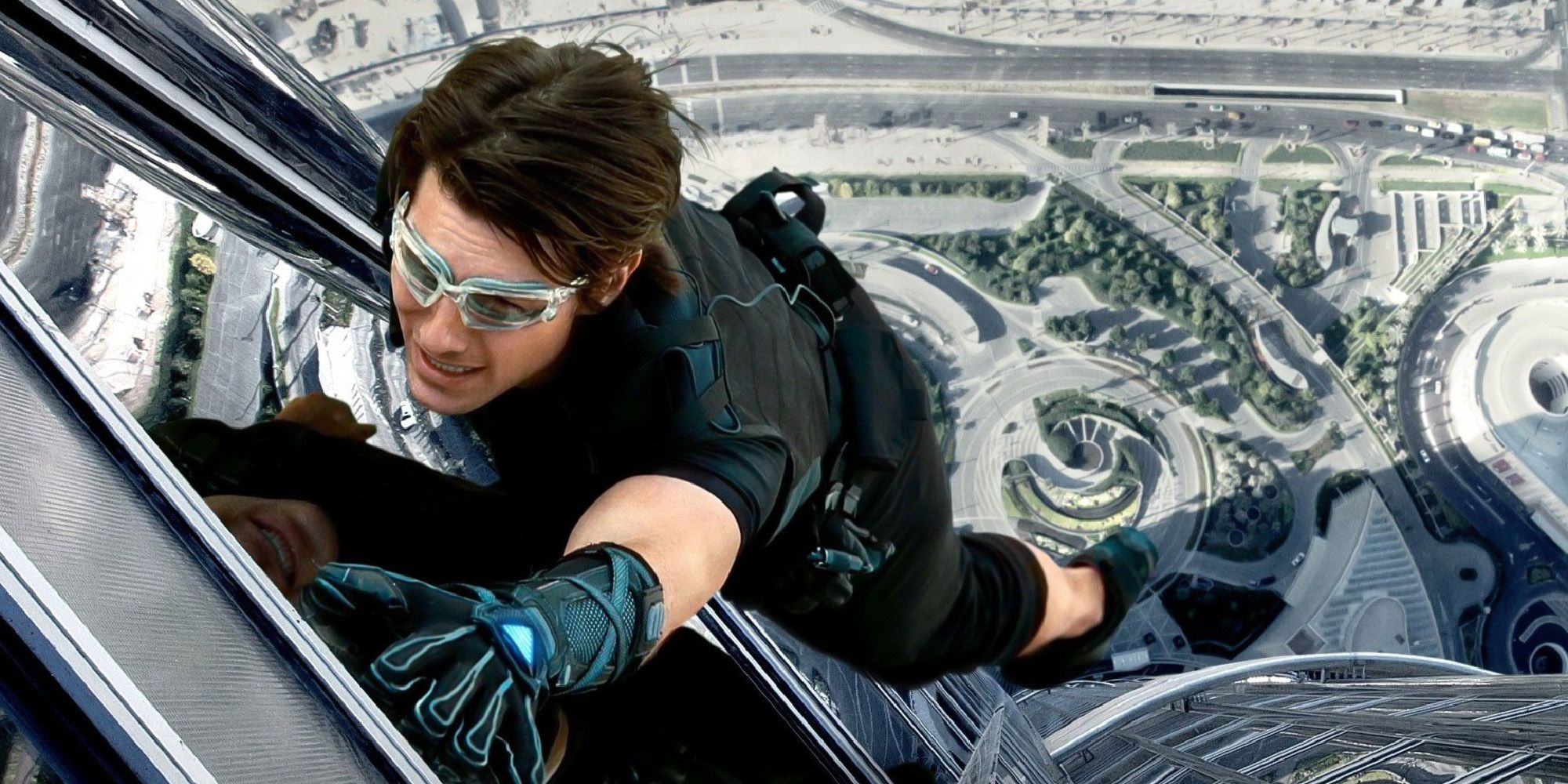 Ethan Hunt climbs the Burj Khalifa in Mission: Impossible Ghost Protocol