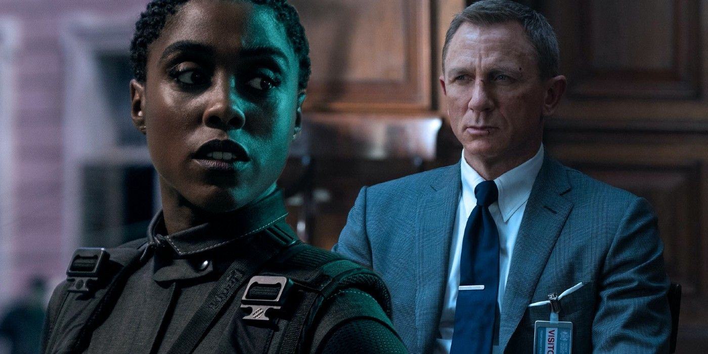 Lashana Lynch as Nomi, Daniel Craig as James Bond in 'No Time to Die'