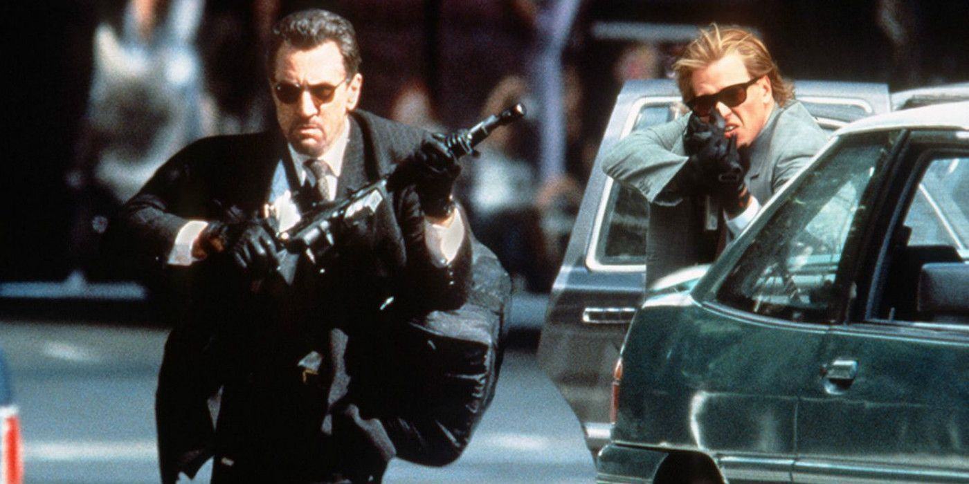 Robert De Niro and Val Kilmer bring guns into the Heat.