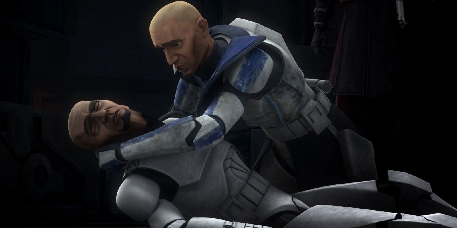 Fives dies in front of Rex in the Clone Wars