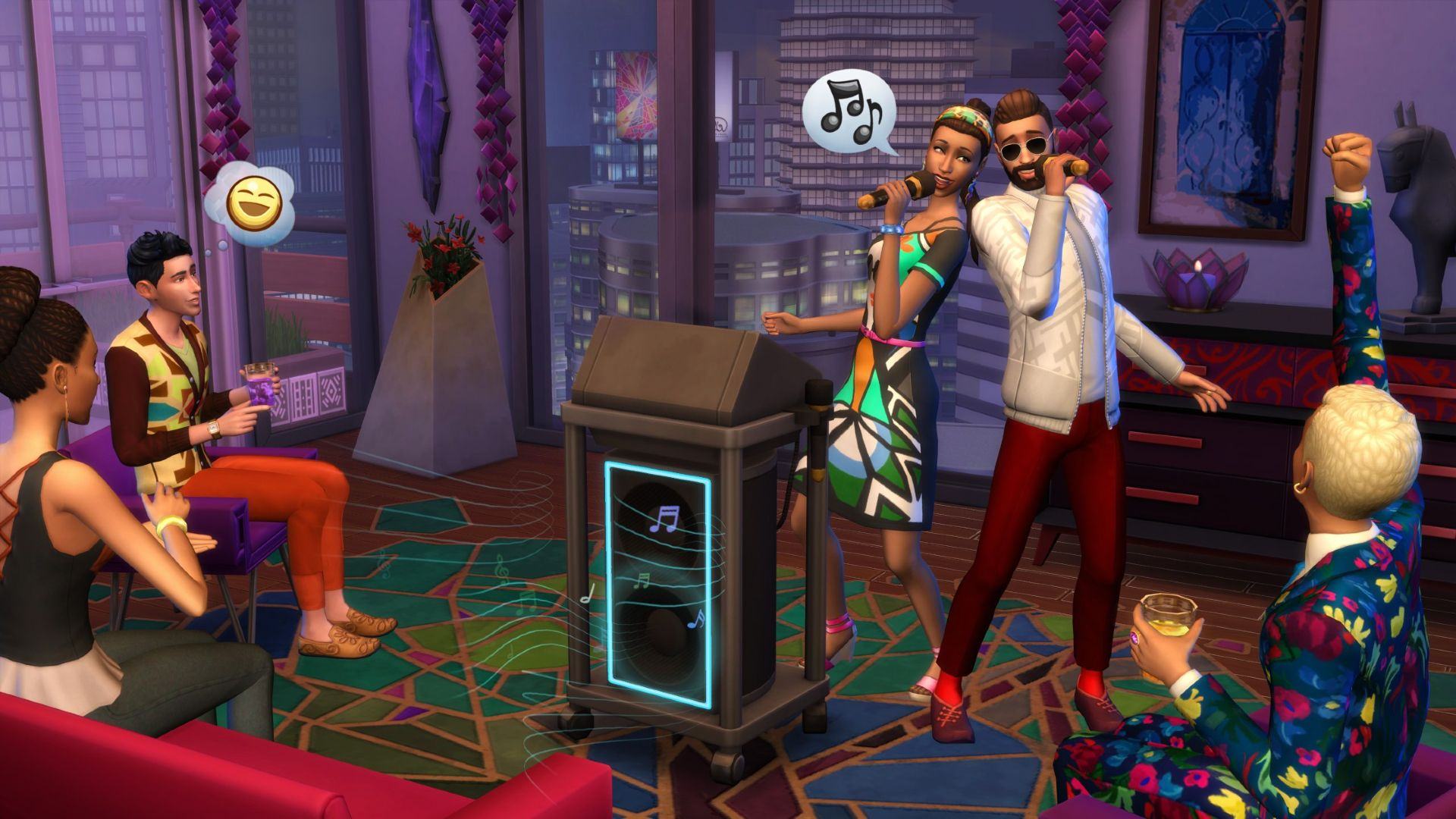 The Sims 4 Male And Female Singing During House Party In High-Rise Apartment