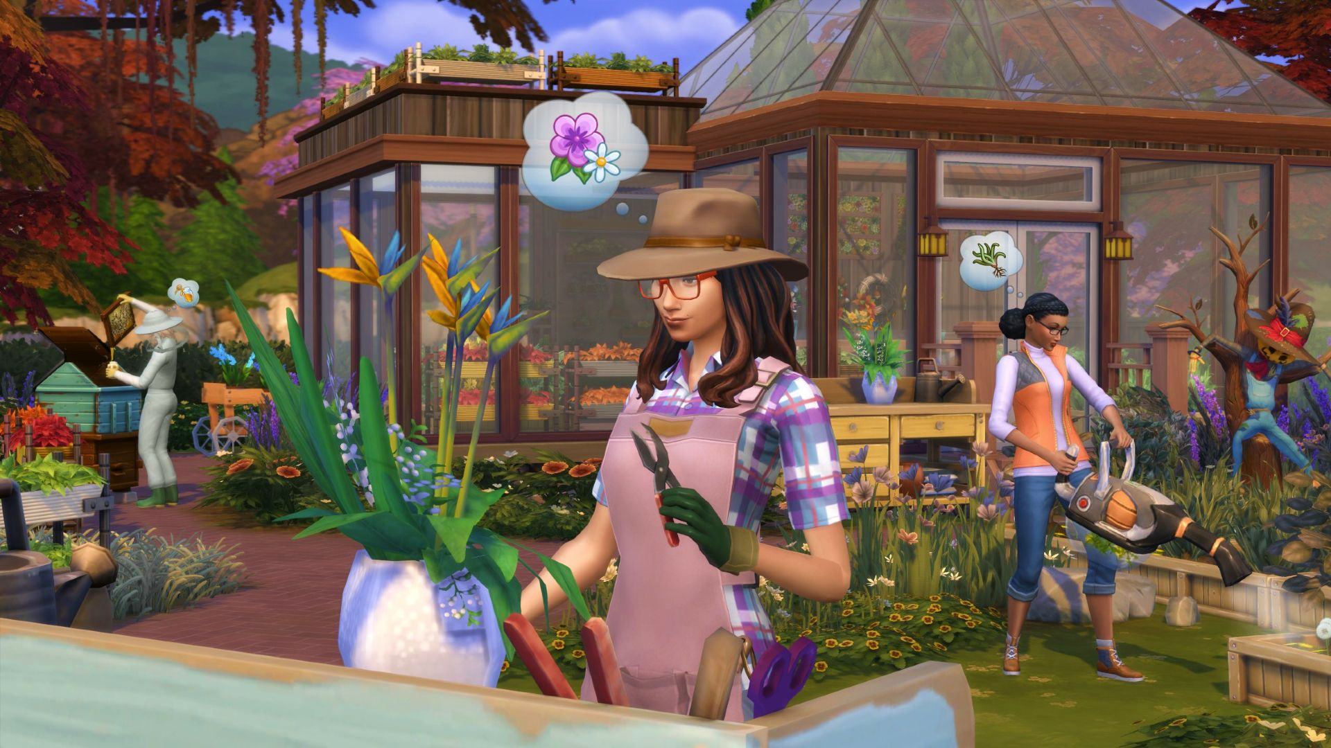 The Sims 4 Sim Improving Gardening Skill By Pruning Flowers With Clippers Outdoors