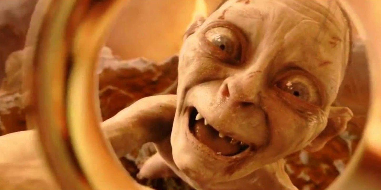 Gollum holding the Ring in The Lord of the Rings.
