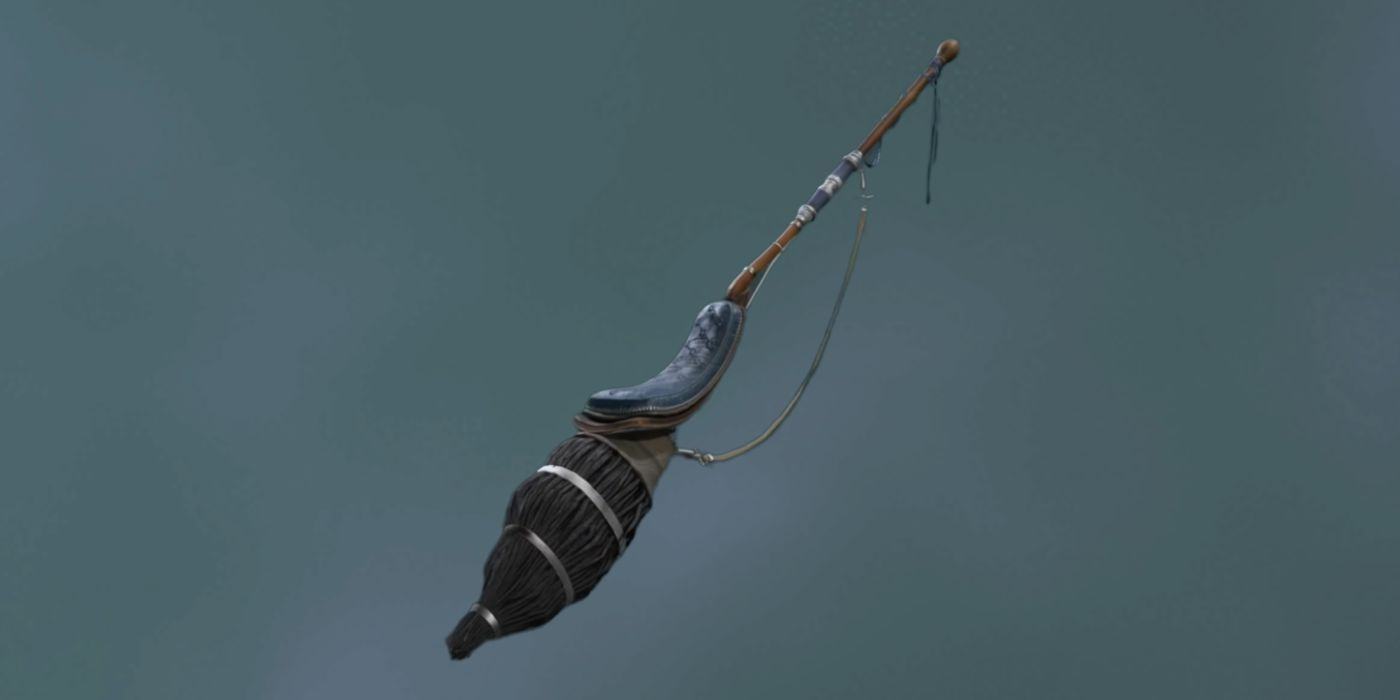 Image of Hogwarts Heritage Shadow Dancer's broom on a gray background.