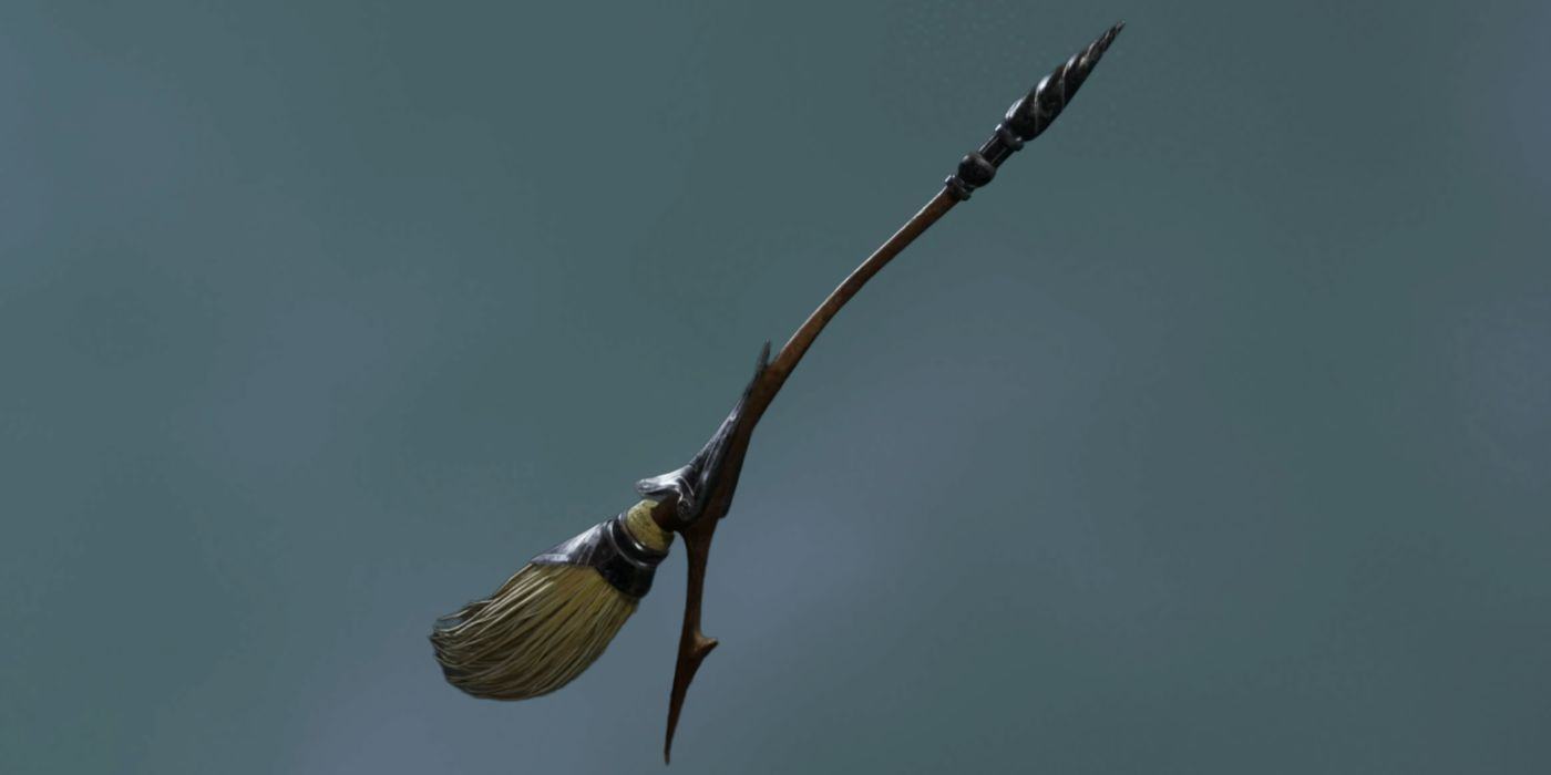Image of Silver Arrow Broom from Hogwarts Heritage on a gray background.