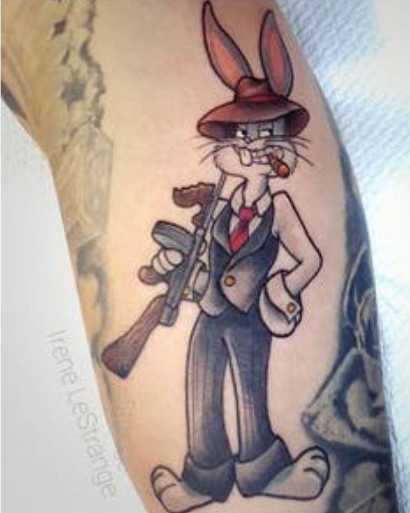 Siren Tattoo Bugs Bunny holding a machine gun