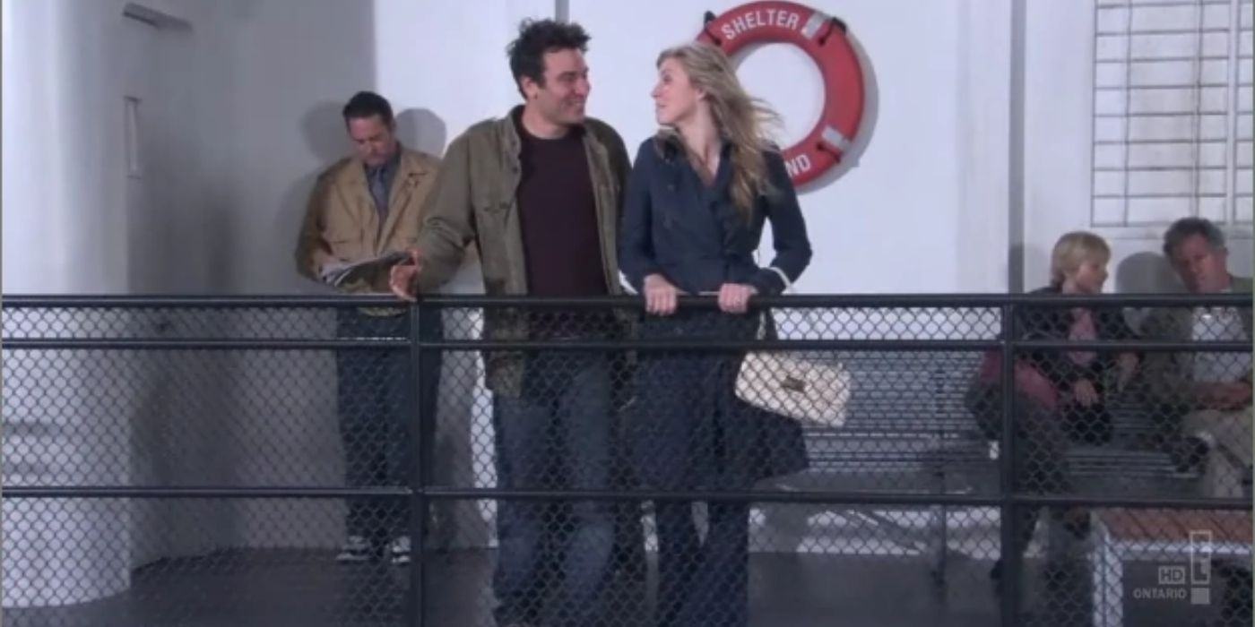 Ted and Stella stand on the ferry in How I Met Your Mother