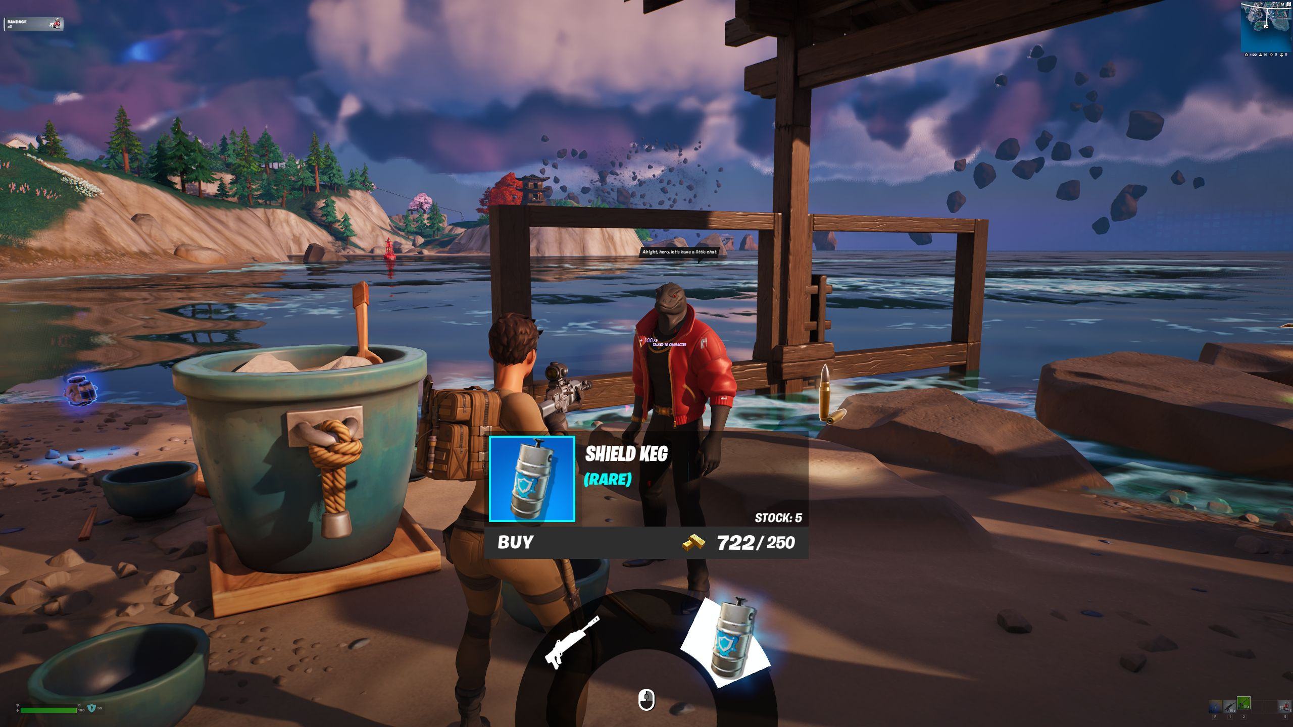 Fortnite Chapter 4 Season 2 players chat with NPC 12 Thunder in Lotus Lookout