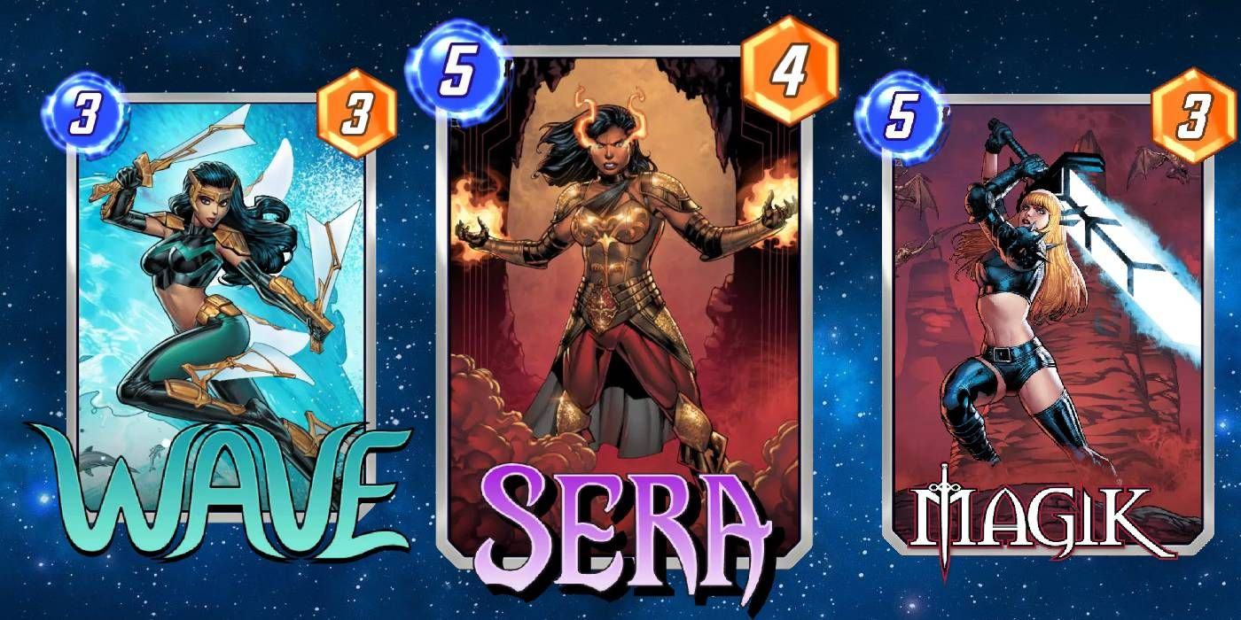 Marvel Snap Sera, Wave and Magik Cards Show Energy and Strength Values