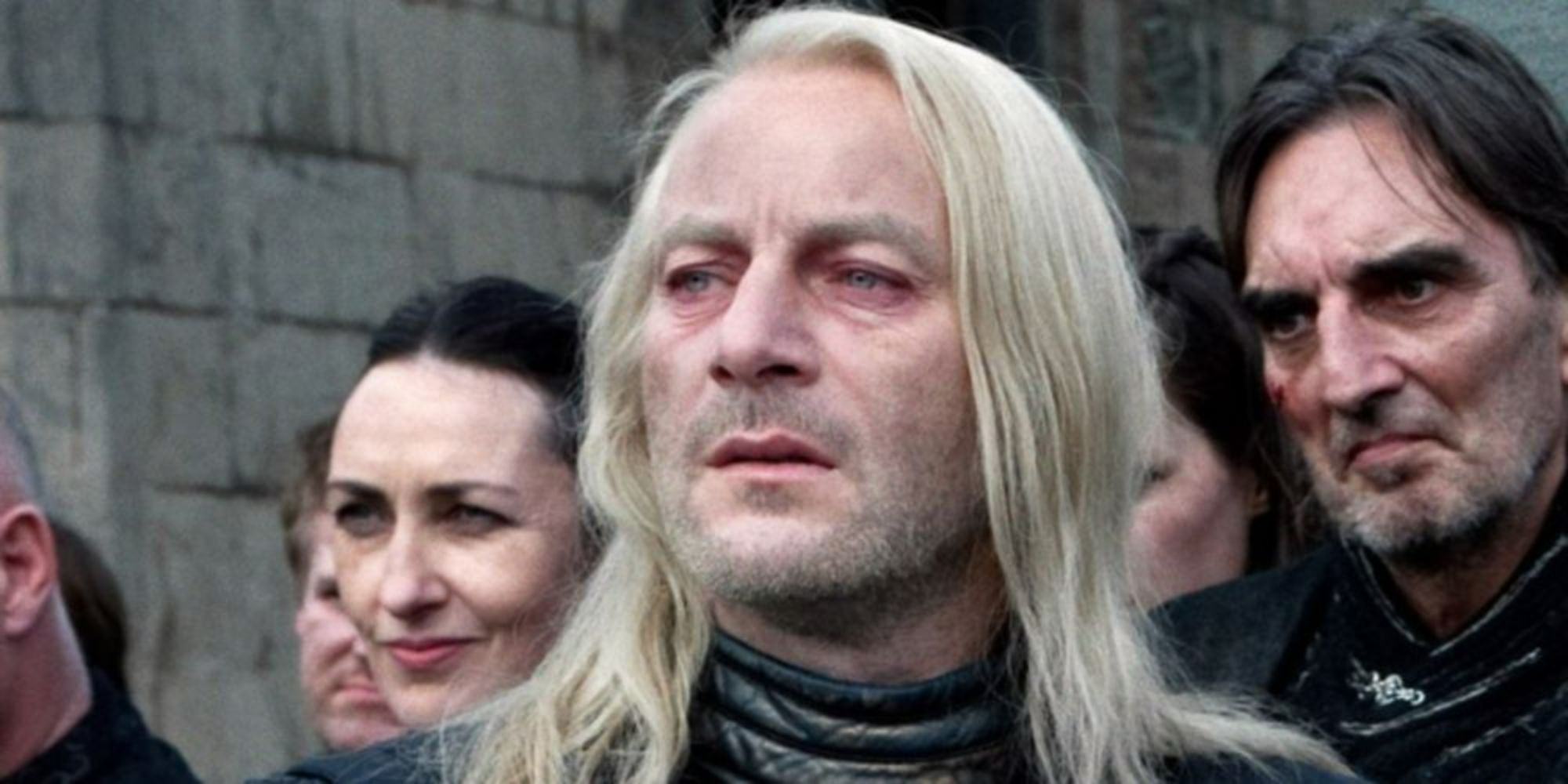 Lucius Malfoy looks terrified in Harry Potter and the Deathly Hallows - Part 2 