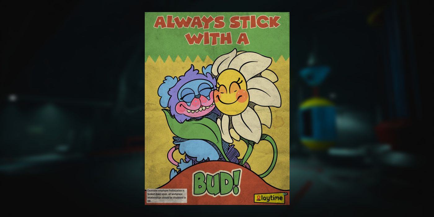 A poster depicting Daisy and PJ Pug-A-Pillar embracing each other with the words 