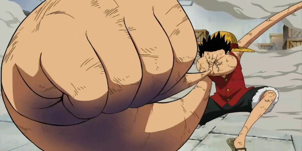 Luffy inflates his fists in One Piece
