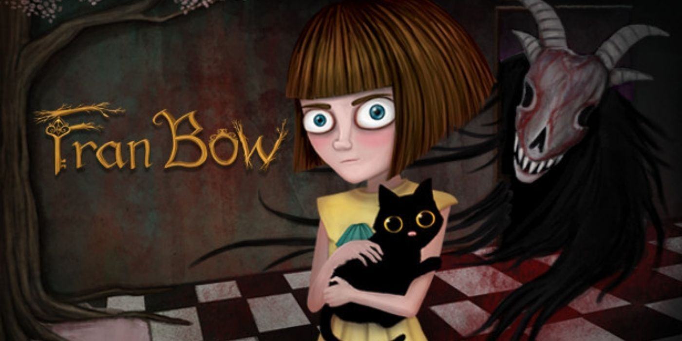 In the game's cover art, Fran Bow is holding Mr.  Midnight, with Remor behind them.