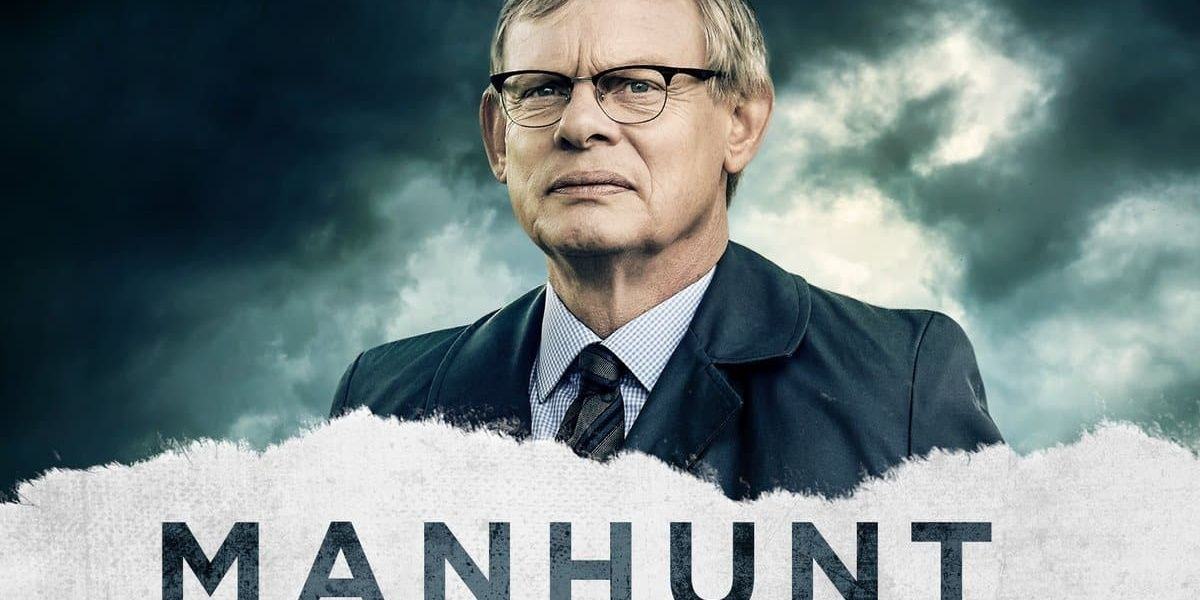 The Chief Inspector sternly overlooks the logo in the poster for Manhunt