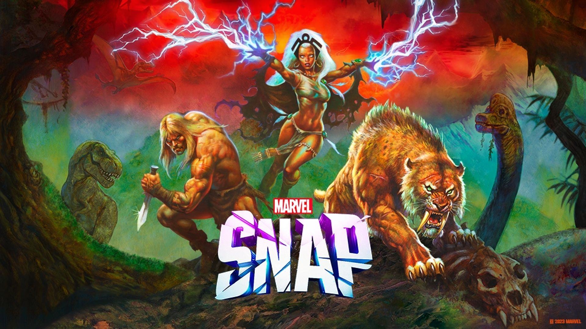 Marvel SNAP Savage Land Storm, Ka-Zar and Zabu in Savage Land Jungle