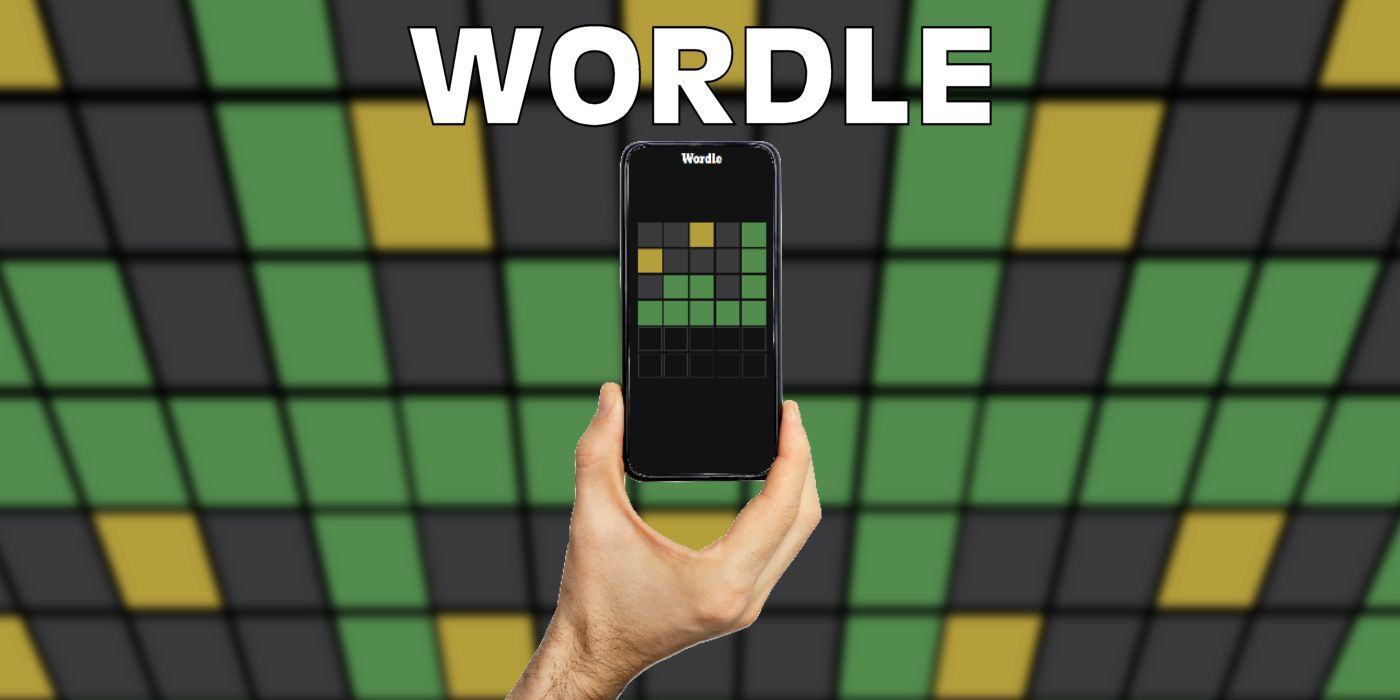 Blur background wordle and handheld game on phone