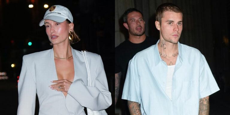 Hailey Bieber Puts Her Own Spin On The No-Pants Blazer Trend During A Date Night With Justin Bieber