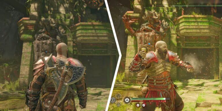 Using the Mystical Heirloom in God of War Ragnarök to Awaken a Troll in Noatun's Garden Vanaheim