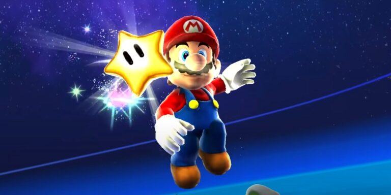 Mario Floating With Star in Super Mario Galaxy
