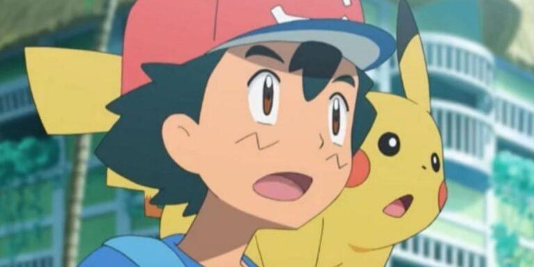 Pokémon's Ash and Pikachu look shocked.