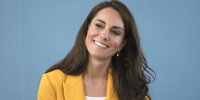 Princess Catherine wears a sunny yellow blazer during the visit to launch mental health awareness week.