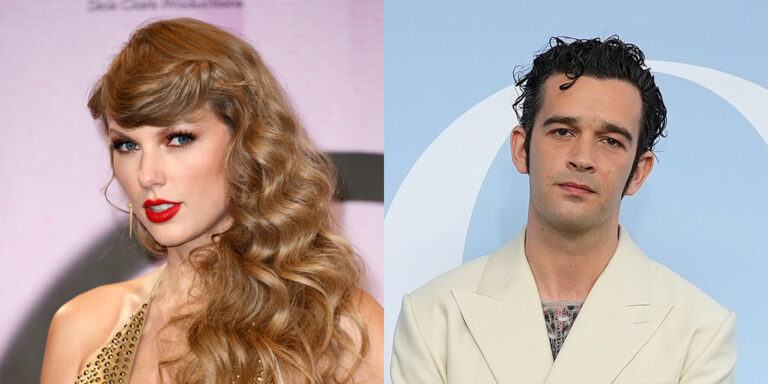 Taylor Swift and Matty Healy holding hands while dining in New York City