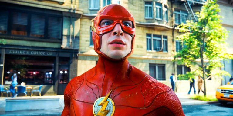 Ezra Miller Looking Surprised as Barry Allen in The Flash Movie