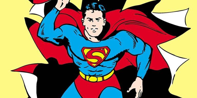 Superman bursting throgh a wall in the Comics