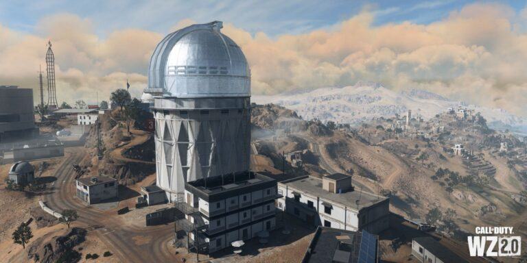 A landscape shot of the Observatory in Al Mazrah, the first map for Call of Duty Warzone 2.0