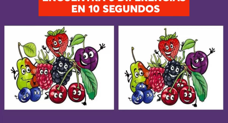 Do you have detective eyes?  Find 6 differences between fruits in 10 seconds