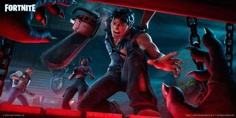 Fortnite Fortnitemares 2022 Evil Dead Ash Williams Wielding Chainsaw Official Art