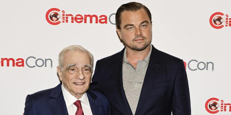 Leonardo DiCaprio makes a surprise appearance at CinemaCon to support Martin Scorsese!