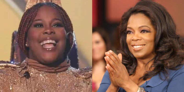 Split image of Masked Singer's Amber Riley and Oprah