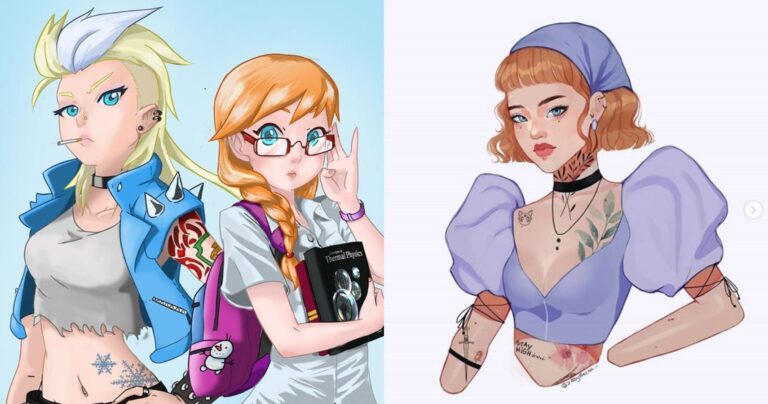 Elsa Lets Her Hair Down: 10 Fanart Pieces That Reimagine Disney Princesses Without Their Iconic Hairstyles