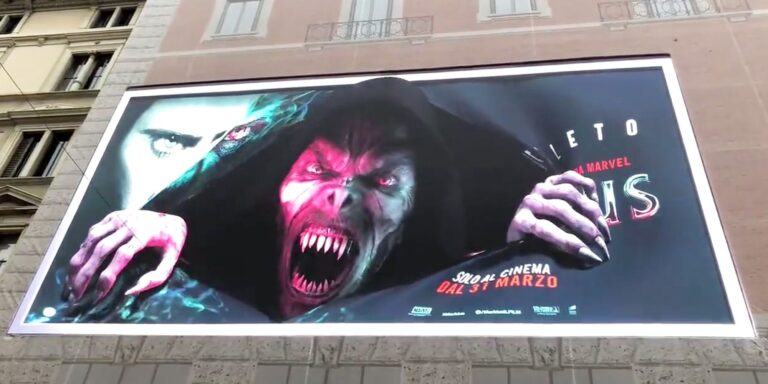 Morbius Rips Through A 3D Billboard Ad In Milan