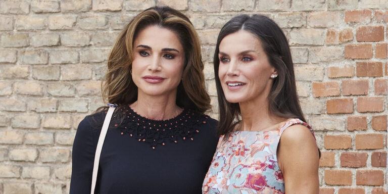 Queen Rania of Jordan and Queen Letizia of Spain meet to visit the Heritage Museum in Madrid