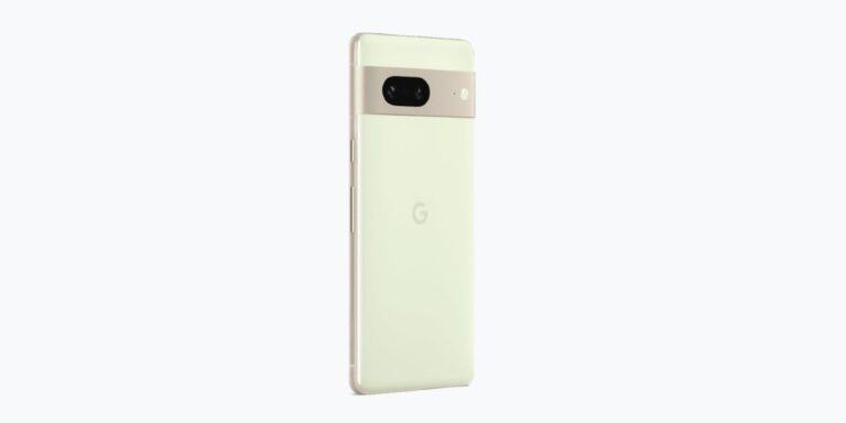 Pixel 7 in Lemongrass color against a white background