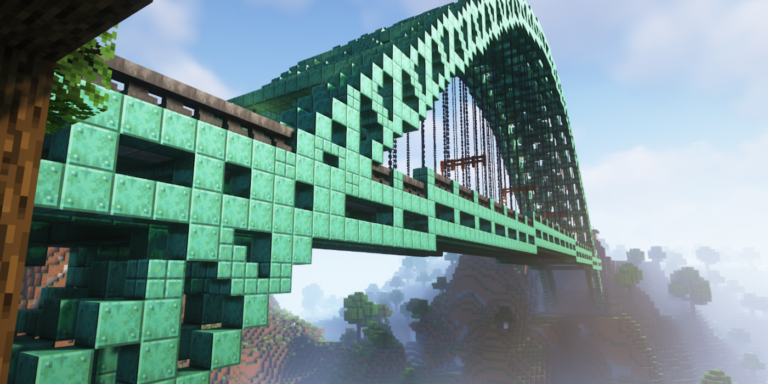 Minecraft 1.18 Player Builds Massive Bridge Out Of Copper Blocks