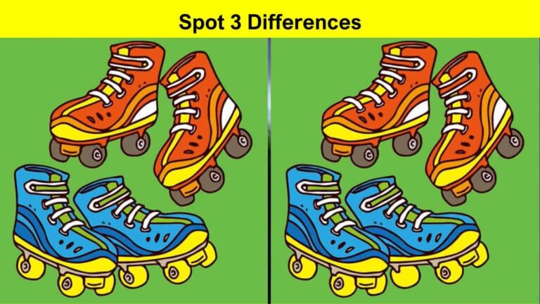 Spot 3 differences between the skating shoe pictures in 7 seconds